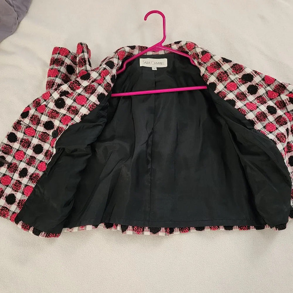 Sara Campbell Polka Dot Textured Swing Jacket Button Front Size 6 - Picture 6 of 6